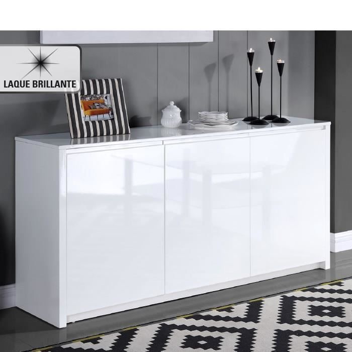 Buffet contemporain laqué blanc brillant - L 160 cm - Photo n°4