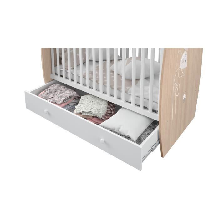 POLINI KIDS AMIS ZEN Lit NEVA 120*60 avec tiroir blanc/naturel - Photo n°4