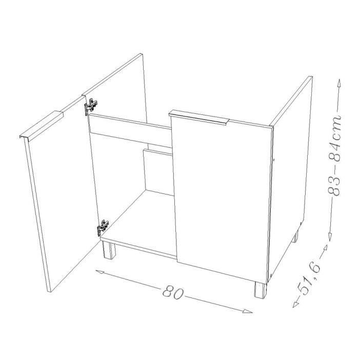 POP Meuble sous-évier L 80 cm - Blanc brillant - Photo n°3