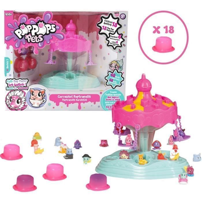 POPPOPS - Carrousel Poptropolis - 1 carrousel, 18 bulles de slime rose a éclater & 6 figurines surprises a collectionner - Photo n°1