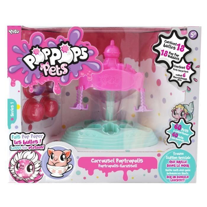 POPPOPS - Carrousel Poptropolis - 1 carrousel, 18 bulles de slime rose a éclater & 6 figurines surprises a collectionner - Photo n°2
