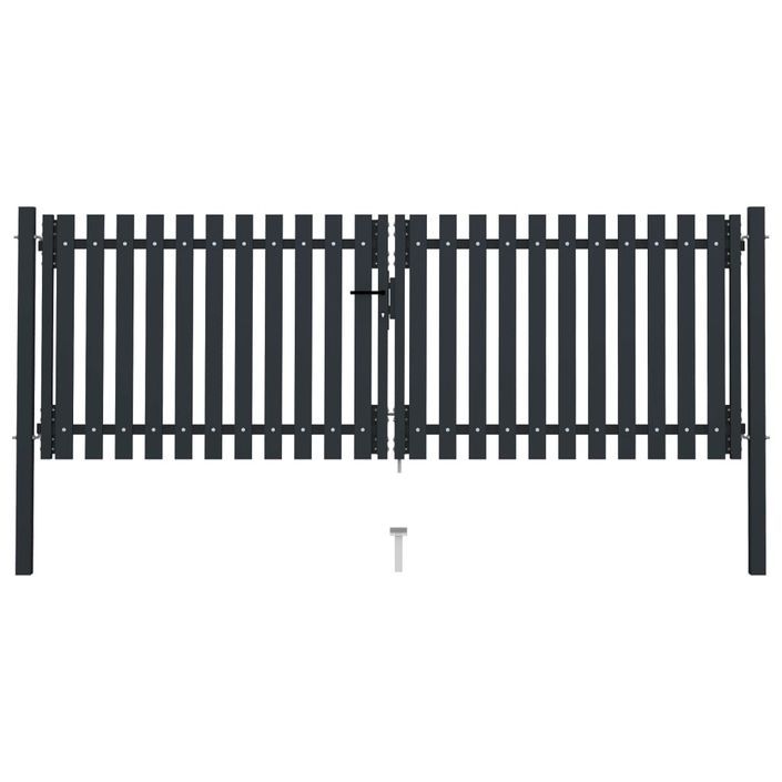 Portail de clôture à double porte Acier 306x125 cm Anthracite - Photo n°1