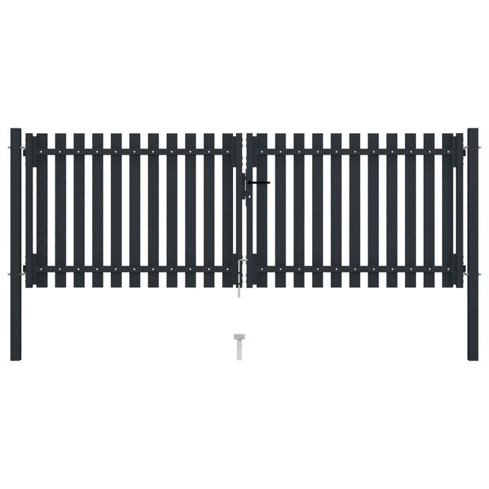 Portail de clôture à double porte Acier 306x125 cm Anthracite - Photo n°3