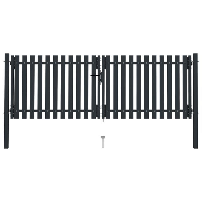 Portail de clôture à double porte Acier 306x175 cm Anthracite - Photo n°1