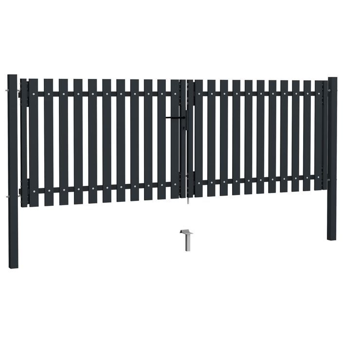 Portail de clôture à double porte Acier 306x175 cm Anthracite - Photo n°2