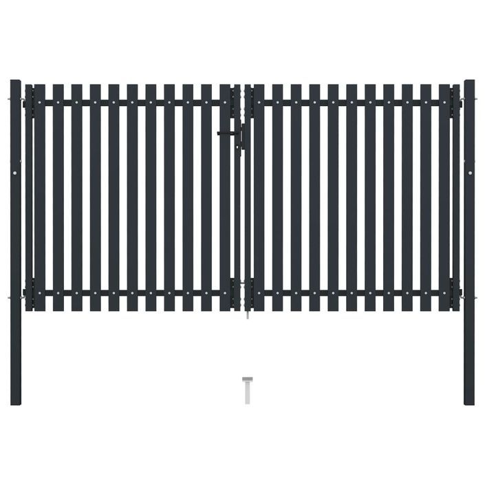 Portail de clôture à double porte Acier 306x200 cm Anthracite - Photo n°1