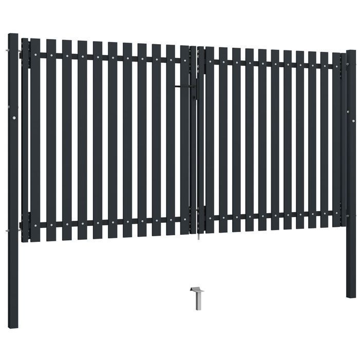 Portail de clôture à double porte Acier 306x200 cm Anthracite - Photo n°2