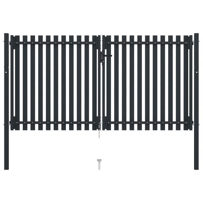 Portail de clôture à double porte Acier 306x200 cm Anthracite - Photo n°3