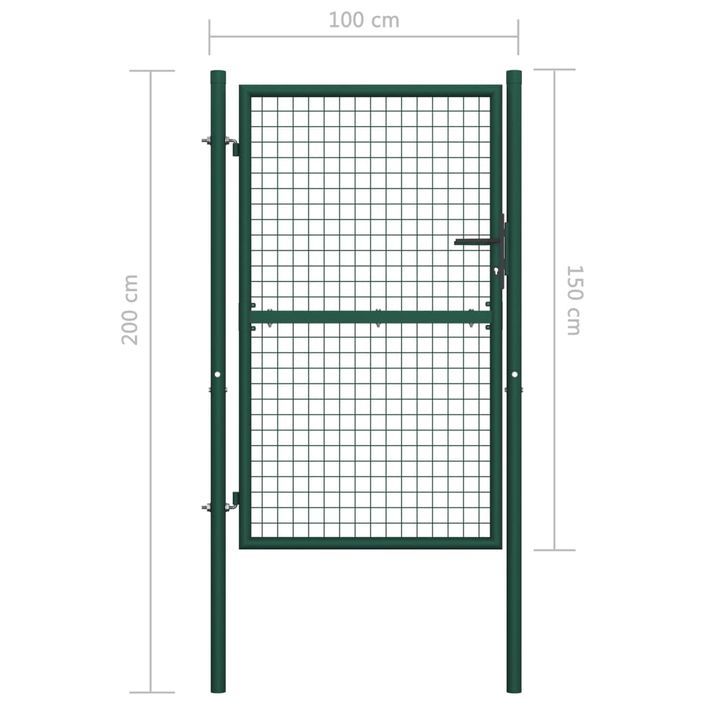 Portail de clôture Acier 100x150 cm Vert - Photo n°5
