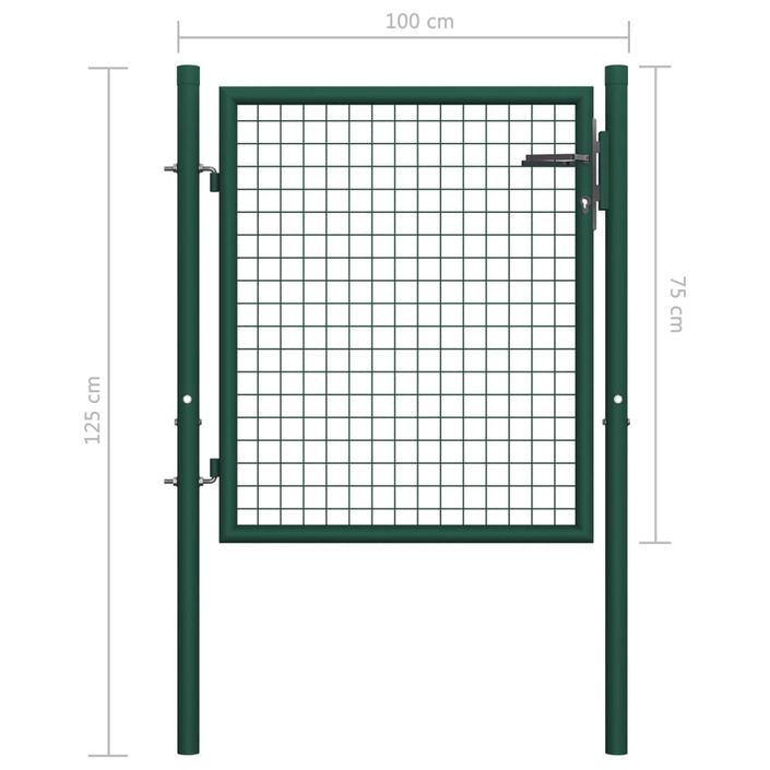 Portail de clôture Acier 100x75 cm Vert - Photo n°5