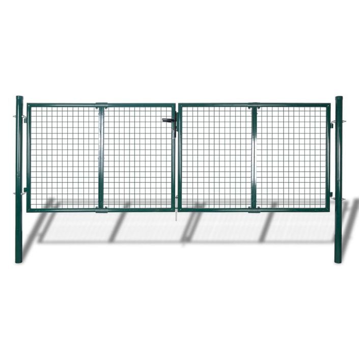 Portail de clôture Acier 306x150 cm Vert - Photo n°1