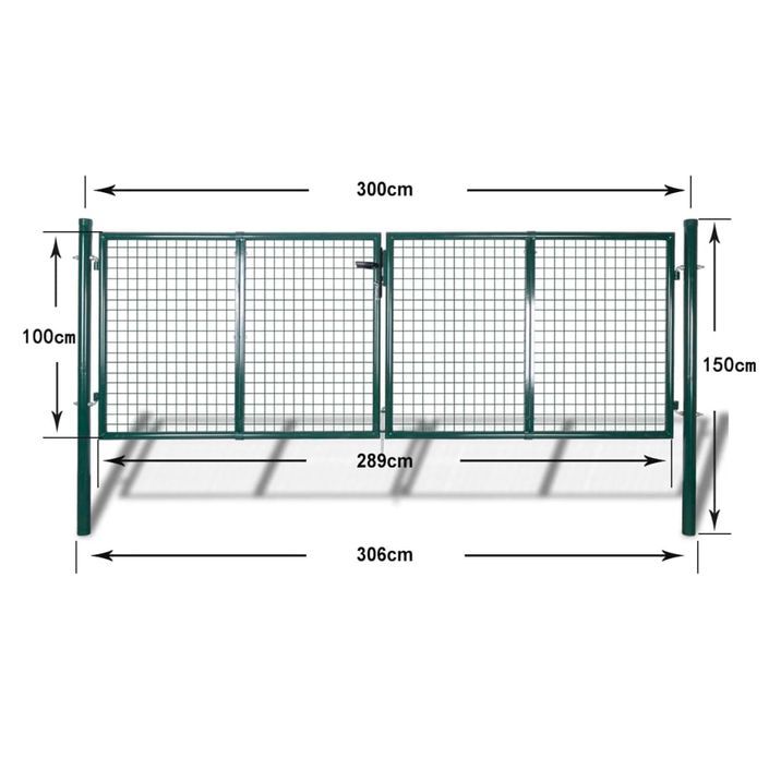 Portail de clôture Acier 306x150 cm Vert - Photo n°9