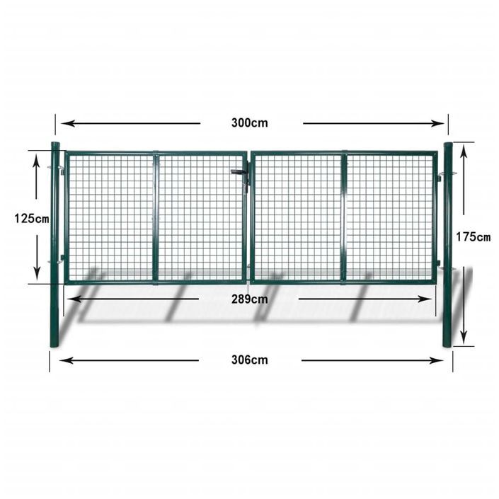 Portail de clôture Acier 306x175 cm Vert - Photo n°9