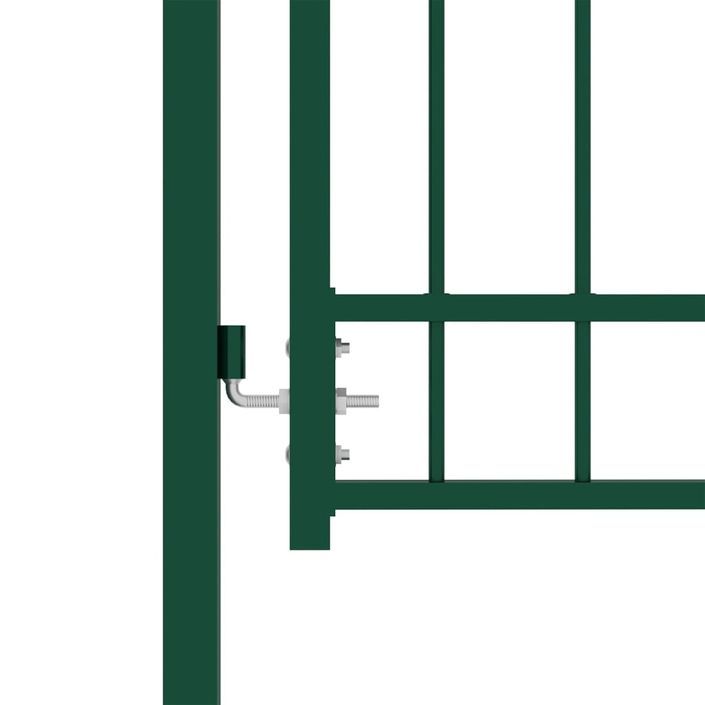 Portail de clôture avec pointes Acier 100x100 cm Vert 2 - Photo n°3