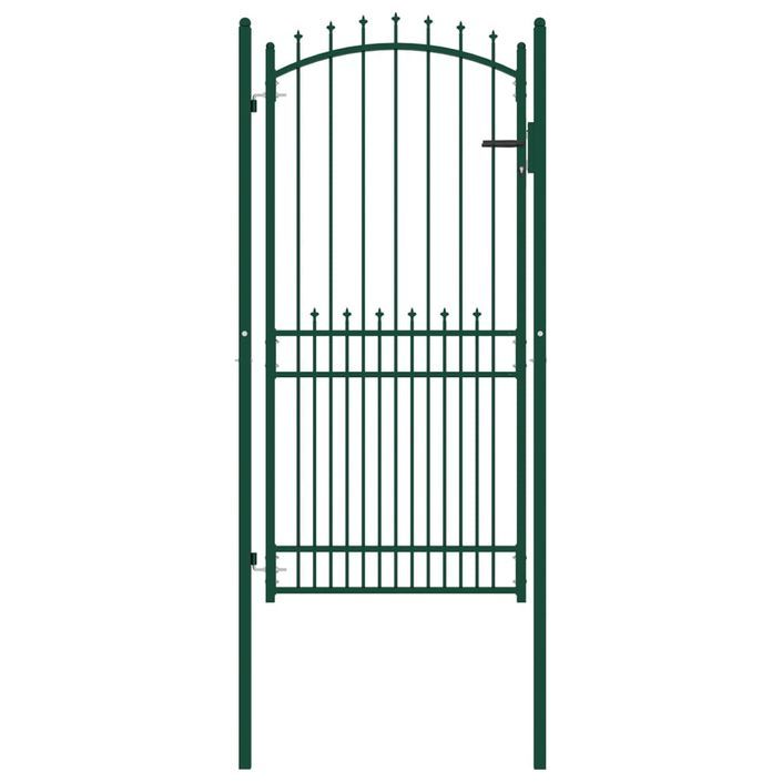 Portail de clôture avec pointes Acier 100x200 cm Vert 3 - Photo n°1