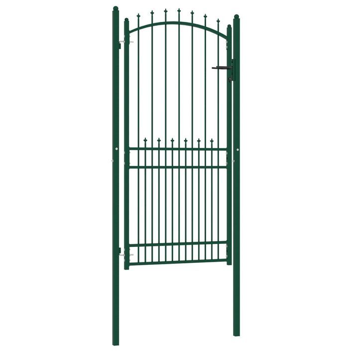 Portail de clôture avec pointes Acier 100x200 cm Vert 3 - Photo n°2