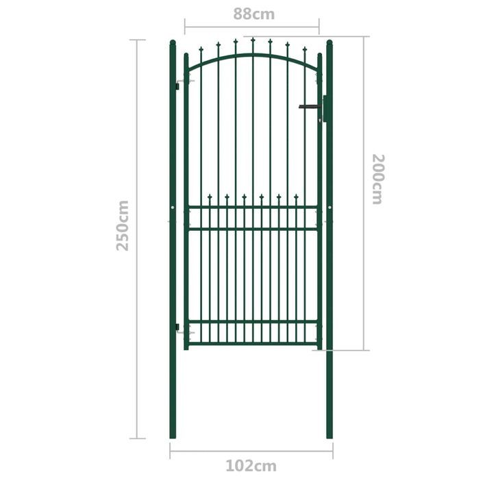 Portail de clôture avec pointes Acier 100x200 cm Vert 3 - Photo n°5