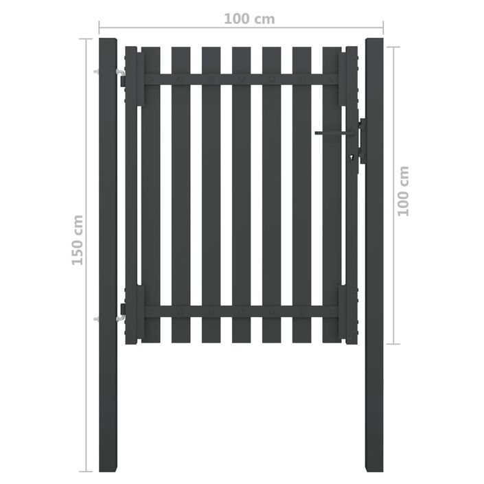 Portail de clôture de jardin Acier 1x1,5 m Anthracite - Photo n°4