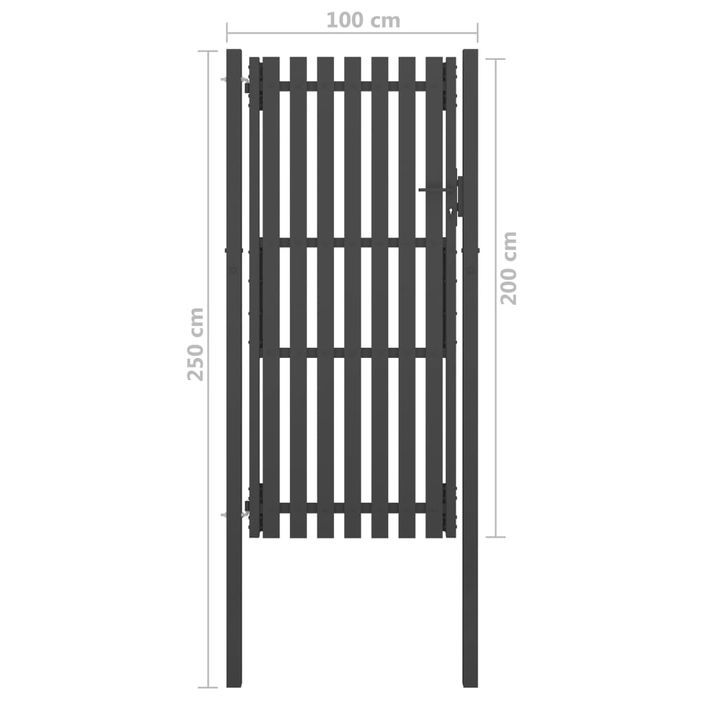 Portail de clôture de jardin Acier 1x2,5 m Anthracite - Photo n°4