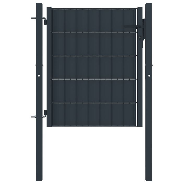 Portail de clôture PVC et acier 100x101 cm Anthracite - Photo n°1