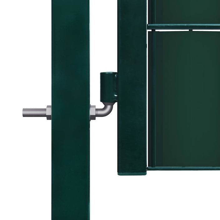 Portail de clôture PVC et acier 100x124 cm Vert - Photo n°3