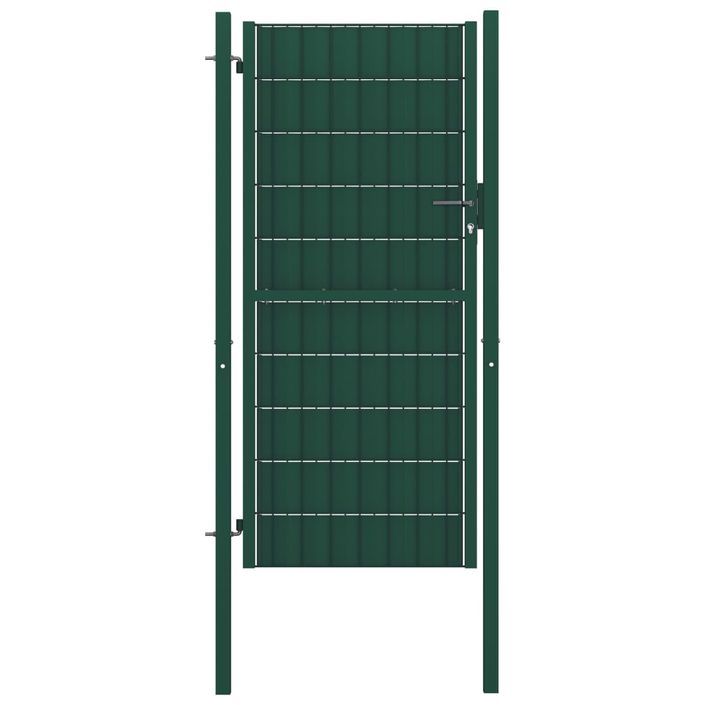 Portail de clôture PVC et acier 100x204 cm Vert - Photo n°1