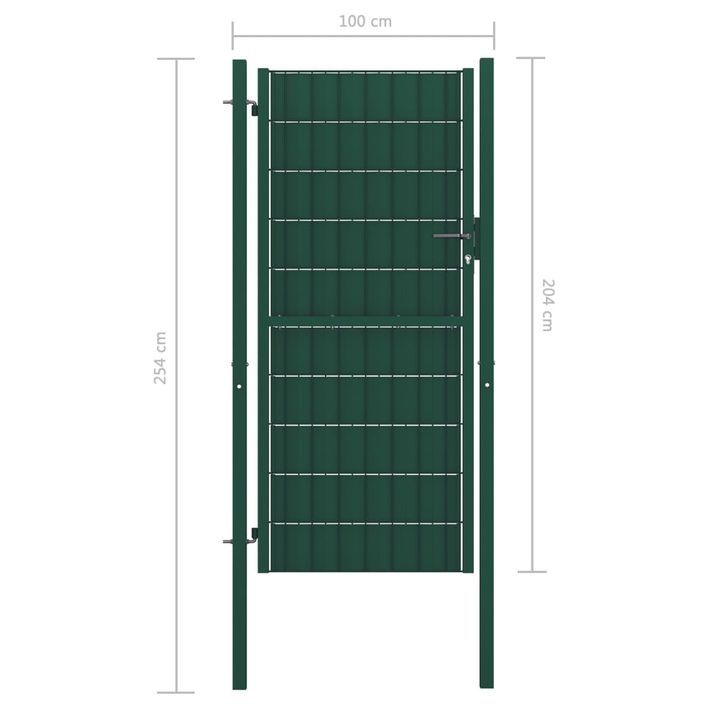 Portail de clôture PVC et acier 100x204 cm Vert - Photo n°4