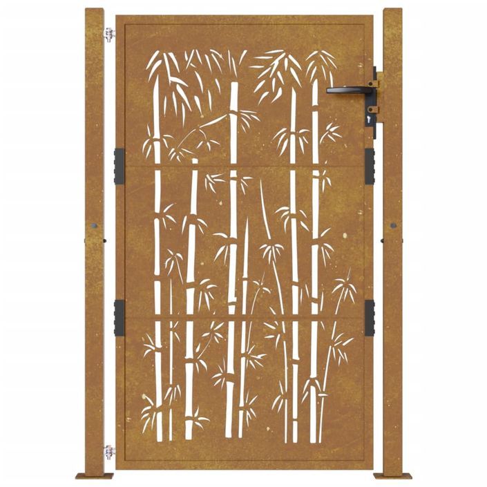 Portail de jardin 105x155 cm acier corten design de bambou - Photo n°4