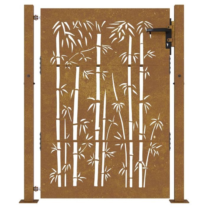 Portail de jardin 105x155 cm acier corten design de bambou - Photo n°4