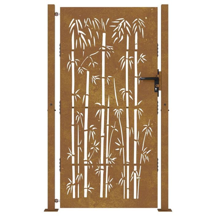 Portail de jardin 105x180 cm acier corten design de bambou - Photo n°4