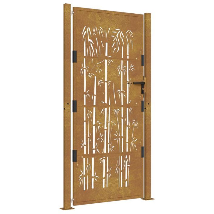 Portail de jardin 105x180 cm acier corten design de bambou - Photo n°2