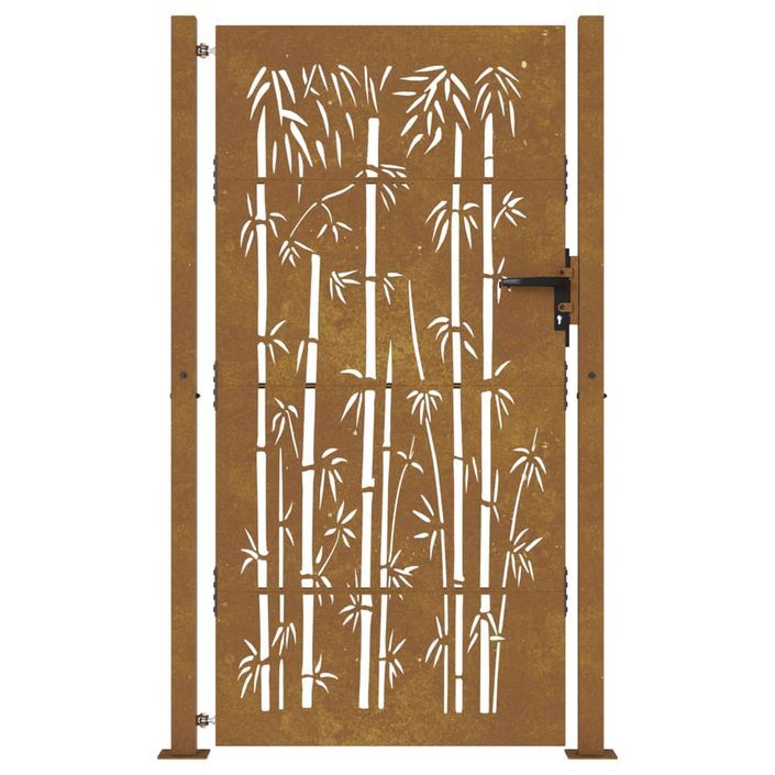 Portail de jardin 105x205 cm acier corten design de bambou - Photo n°3