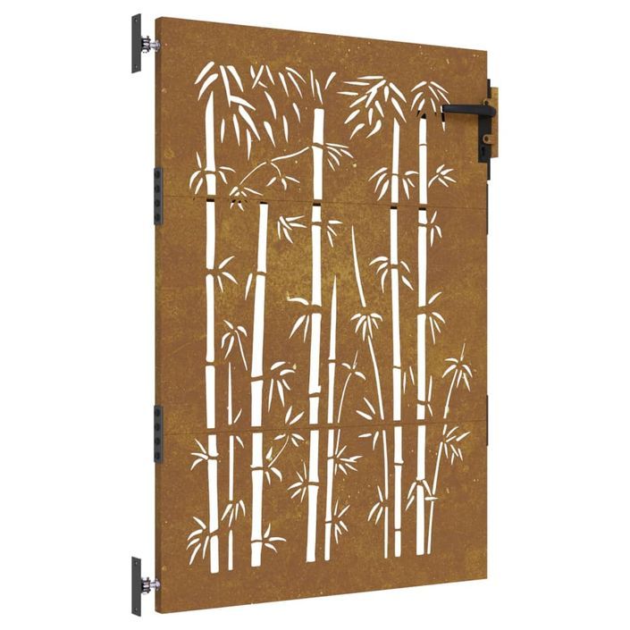 Portail de jardin 85x150 cm acier corten design de bambou - Photo n°2