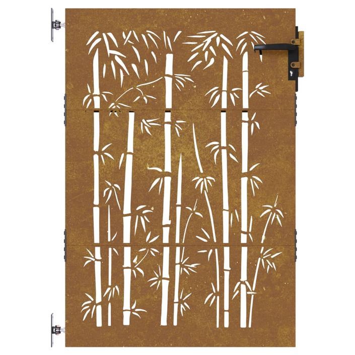 Portail de jardin 85x150 cm acier corten design de bambou - Photo n°4