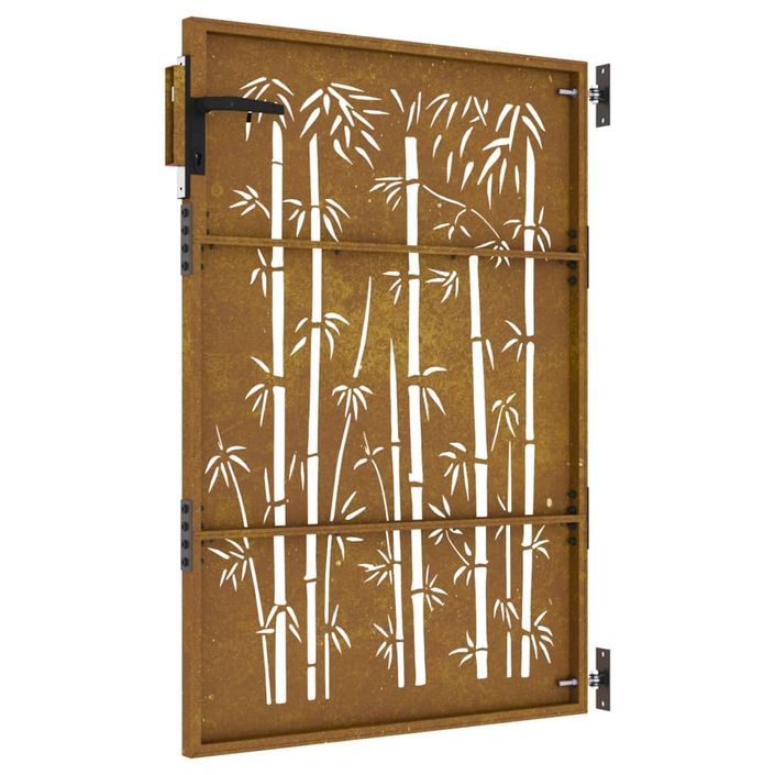 Portail de jardin 85x150 cm acier corten design de bambou - Photo n°6