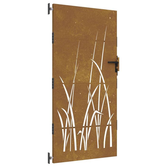 Portail de jardin 85x175 cm acier corten conception d'herbe - Photo n°2