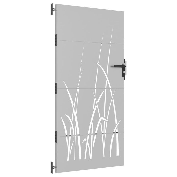 Portail de jardin 85x175 cm acier corten conception d'herbe - Photo n°3