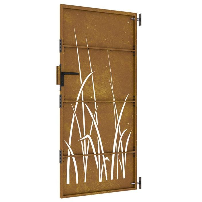 Portail de jardin 85x175 cm acier corten conception d'herbe - Photo n°6