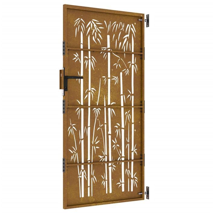 Portail de jardin 85x175 cm acier corten design de bambou - Photo n°6