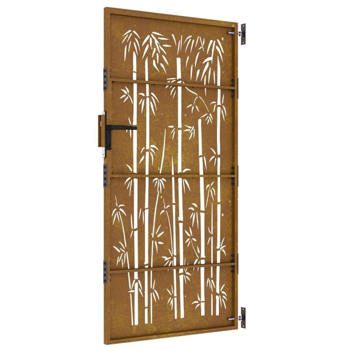 Portail de jardin 85x200 cm acier corten design de bambou - Photo n°6