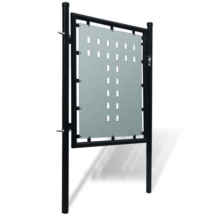 Portail simple de clôture Noir 100x125 cm - Photo n°2
