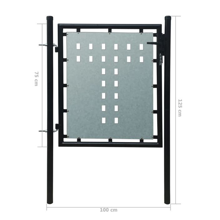 Portail simple de clôture Noir 100x125 cm - Photo n°5