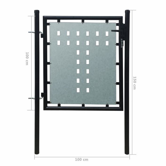Portail simple de clôture Noir 100x150 cm - Photo n°5
