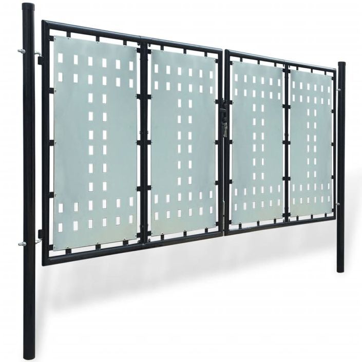 Portail simple de clôture Noir 300x175 cm - Photo n°2