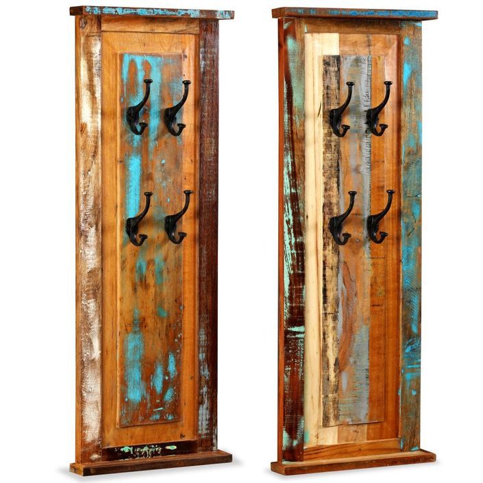 Porte-manteau 2 pcs Bois de récupération massif 38 x 100 cm - Photo n°4