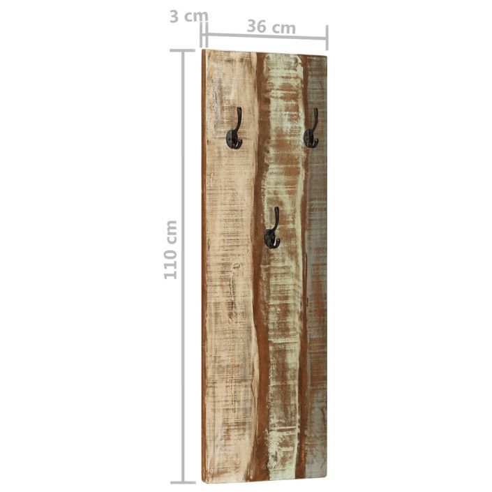 Porte-manteau mural 2pcs 36x3x110cm Bois massif de récupération - Photo n°8