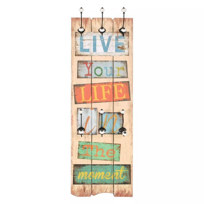 Porte-manteau mural avec 6 crochets 120 x 40 cm LIVE LIFE - Photo n°2