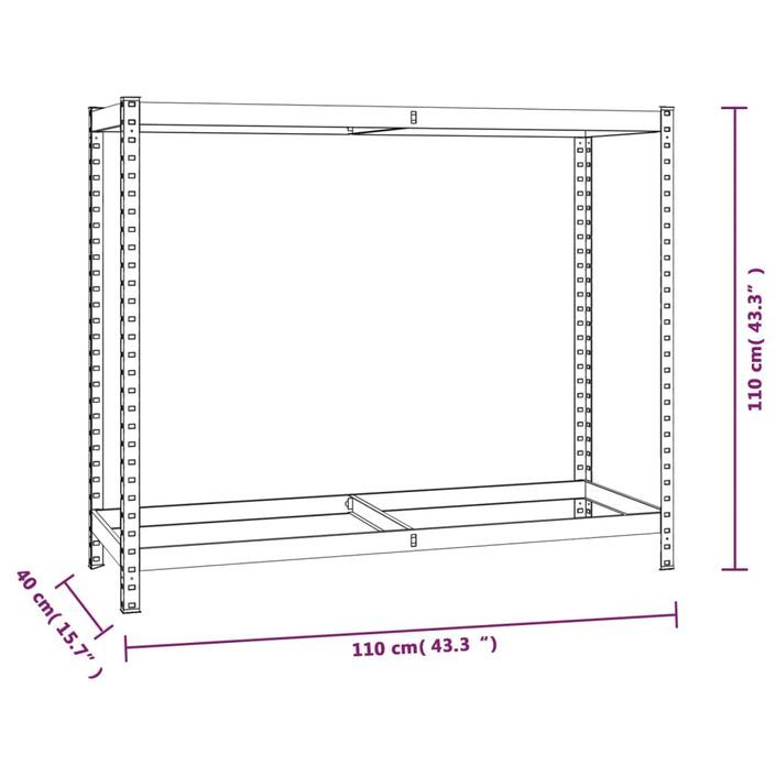 Porte-pneus à 2 niveaux 3 pcs Argenté 110x40x110 cm Acier - Photo n°9