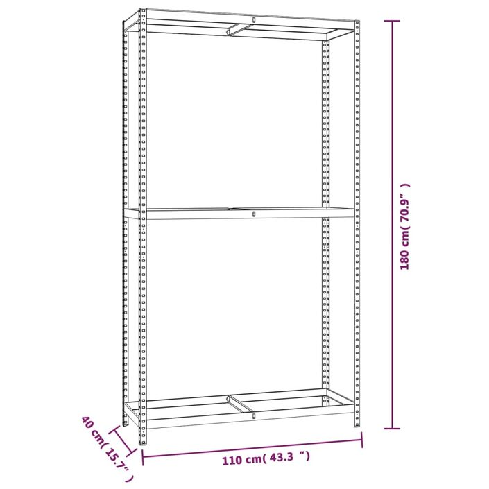 Porte-pneus à 2 niveaux 3 pcs Argenté 110x40x180 cm Acier - Photo n°9