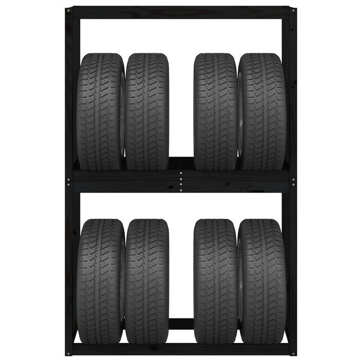 Porte-pneus Noir 120x40x180 cm Bois de pin massif - Photo n°5